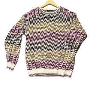 VTG Christian Dior Monsieur Mens M Sweater Knit Crewneck USA Geometric 90s Retro